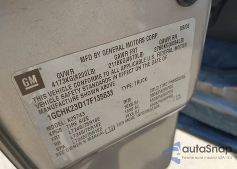 2007 Chevrolet Silverado 2500Hd Classic Lt1 из США, поврежденный, VIN 1GCHK23D17F135633